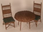 Wicker Chair Dark w/Green Seat by Tate's