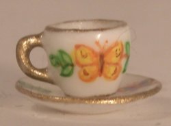 Butterfly Garden Cup & Saucer Orange by Christopher Whitford
