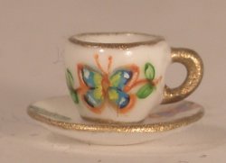 Butterfly Garden Cup & Saucer Blue by Christopher Whitford