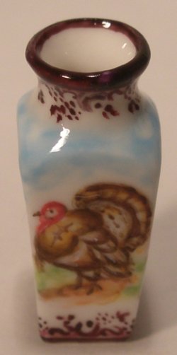 Thanksgiving Turkey Square Vase by Christopher Whitford