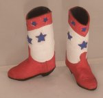 Red Cowboy Boots Blue Stars by Prestige Leather