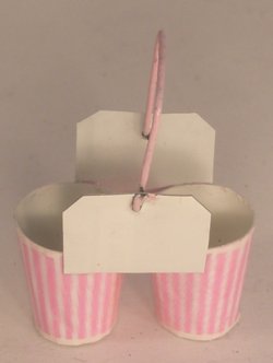Pink Stripe Flower Pot Holder by Syreeta's Miniatures