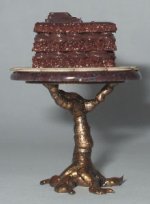 Bronze Tree Cake Stand w/Dark Corian Top by J. Getzan