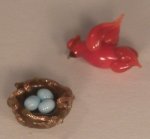 Glass Bird w/Nest by Sue Fox