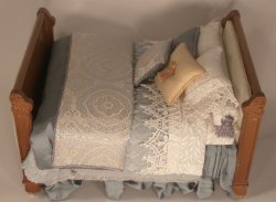 Steel Blue Silk Bed by Lorraine Scuderi