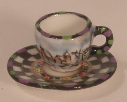 Village Check Cup & Saucer by Christopher Whitford