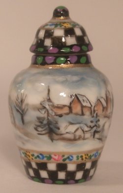 Village Check Temple Jar by Christopher Whitford