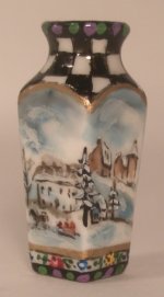 Village Check Square Vase by Christopher Whitford