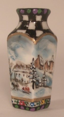 Village Check Square Vase by Christopher Whitford