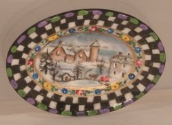 Village Check Oval Tray by Christopher Whitford