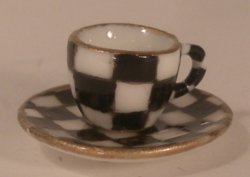 Jester Check Cup & Saucer by Christopher Whitford