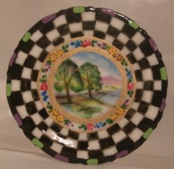 Scenic Check Large Round Platter by Christopher Whitford