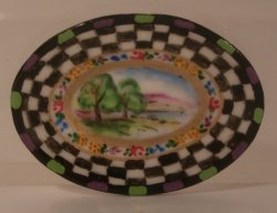 Scenic Check Oval Tray by Christopher Whitford
