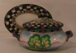 Scenic Check Oval Tureen w/Tray by Christopher Whitford