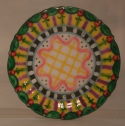 Flower Check Large Round Platter by Christopher Whitford