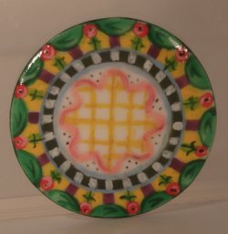Flower Check Round Platter by Christopher Whitford