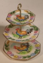 Provencal Coq Octagon 3-Tir Tidbit by Christopher Whitford