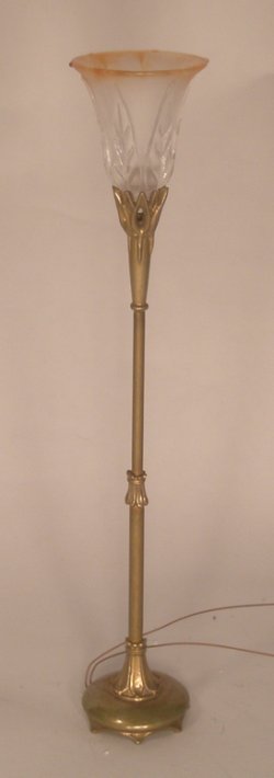 Floor Lamp w/Amber Vargated Shade by Jim Pounder