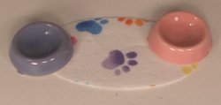 Dog Dish Set Colorful Paw Print By Barb