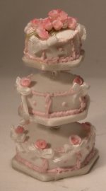 Three Tired Pink Rose Wedding Cake by Linda Cummings