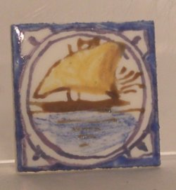 Hand Painted Porcelain Tile #40 by Tiny Ceramics