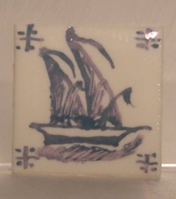 Hand Painted Porcelain Tile #28 by Tiny Ceramics