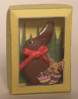 Chocolate Bunny in Yellow Box by Linda Cummings