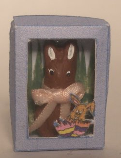 Chocolate Bunny in Blue Box by Linda Cummings