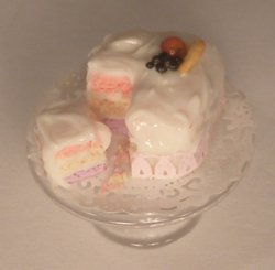 Rainbow Gateau on Glass Stand by Linda Cummings