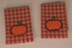 Kitchen Towel set of 2 Pumpkin Burgandy by Barbara Hill