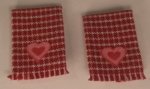 Kitchen Towel set of 2 Heart Red by Barbara Hill