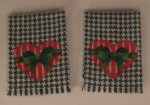 Kitchen Towel set of 2 Heart Green Ribbon by Barbara Hill