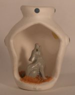 Howling Wolf Vase signed PT 1994