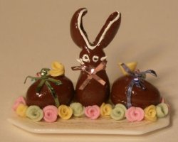 Chocoalte Bunny with Eggs by Linda Cummings