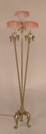 Triple Trumpet Floor Lamp w.Pink Shades by Jim Pounder