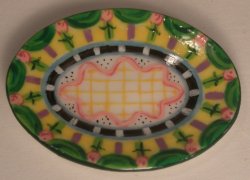 Flower Check Oval Tray by Christopher Whitford