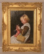 Girl Knitting after MA.Anker by Johannes Landman