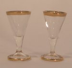 Set of 2 Gold Trim Wine Glasses by Gerd Felka