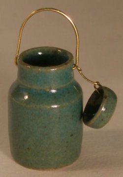 Pottery #15 Milk Jug Green by Elisabeth Causeret