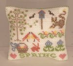 Embroidered Pillow #18 Sampler by Chantal Siguret