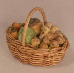 Vegetables in Oval Basket w/Handle by Country Contrast