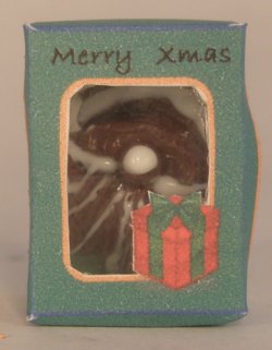 Chocolate Santa in Green Christmas Box by Linda Cummings