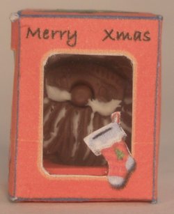 Chocolate Santa in Red Christmas Box by Linda Cummings