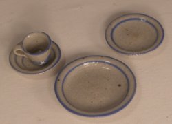 Place Setting set of 4 Blue Stripe by Elisabeth Causeret