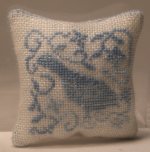 Embroidered Pillow Blue Bird #1 by Chantal Siguret