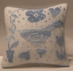 Embroidered Pillow Blue Bird #2 by Chantal Siguret