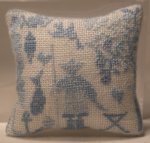 Embroidered Pillow Blue Farmer by Chantal Siguret