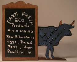 Cow Market Sign Blue by Andrea Thieck