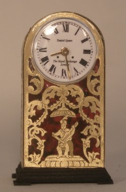 Red Boulle Round Top Working Clock by Keith Bougourd