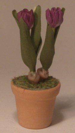 Flowers in Clay Pot #68 Purple Tulip by Pat Richmond